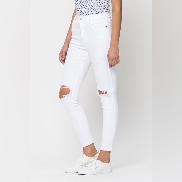 NWOT Cello White Denim Distressed Skinny Jeans sz 9 - Picture 2 of 6